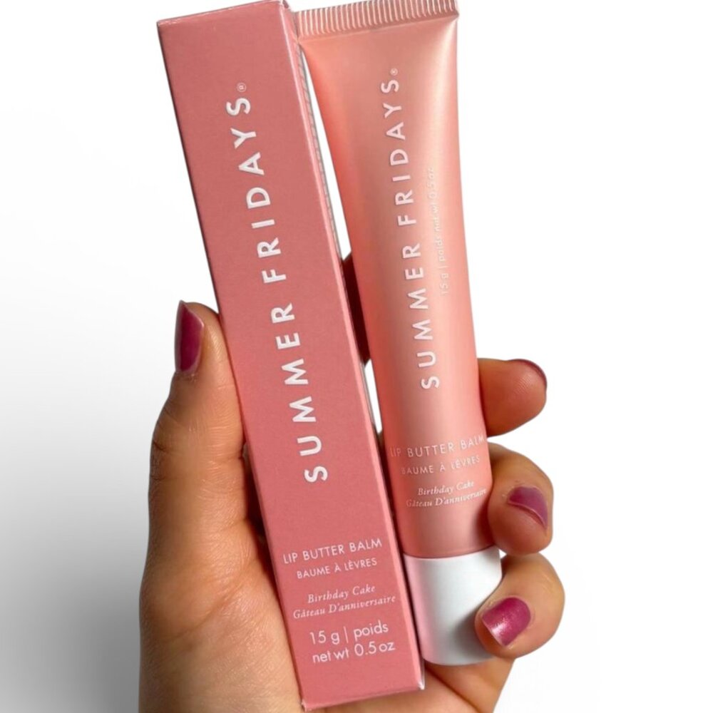 NIB Summer Fridays Limited Edition Birthday Cake Lip Balm - Pink Shimmer